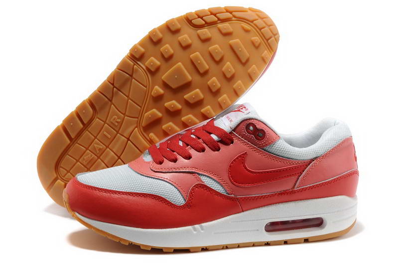 Nike Air Max 1 87 Fourrure Chaussures Hommes Chaussures Hommes Blanc Rouge